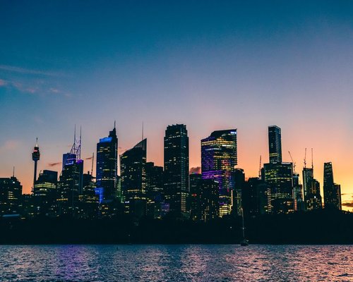 Vibrant Australian city skyline at twilight